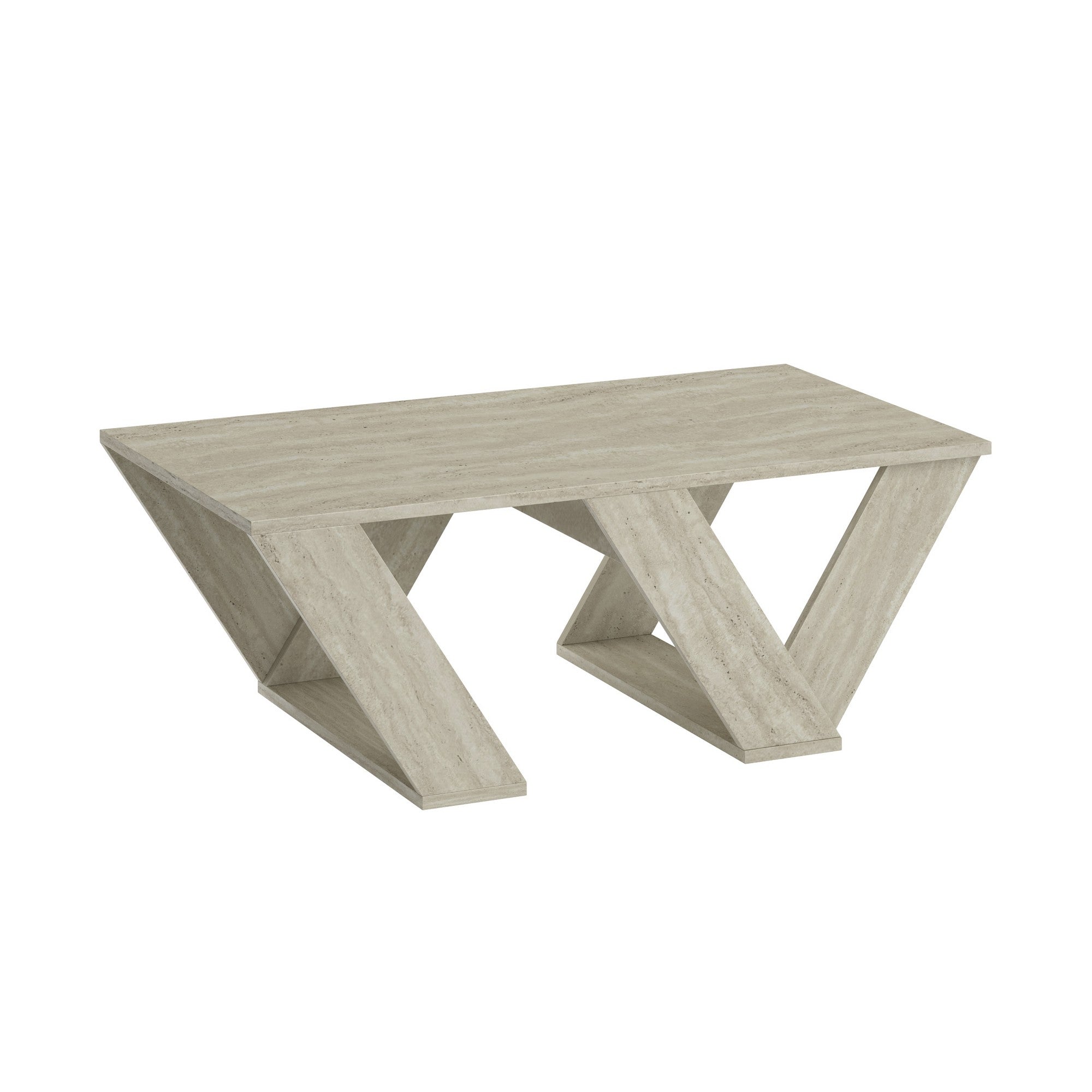 Mesa de Centro Travertino 110cm - Design Moderno com Revestimento Melamínico Resistente