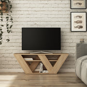 Suporte de TV moderno em carvalho, 110 cm | Painel de partículas 100% revestido em melamina, 18 mm de espessura | Montável na parede, com várias prateleiras, design elegante e funcional