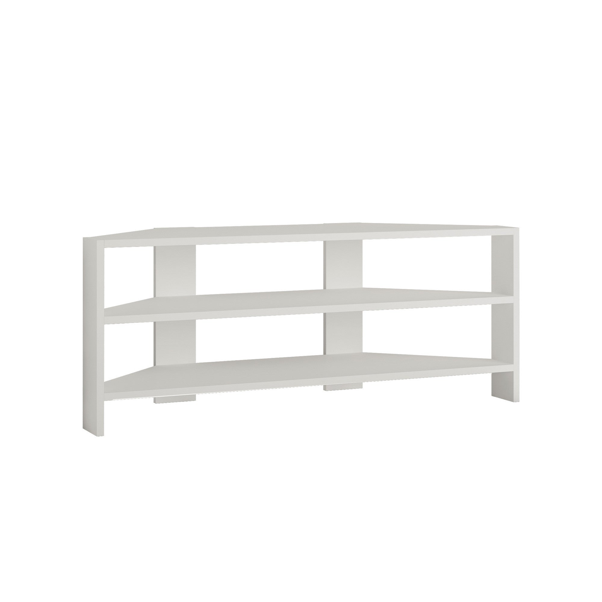 Suporte de TV moderno branco, 110 cm | Painel de partículas 100% revestido em melamina, 18 mm de espessura | Montável na parede, várias prateleiras, design elegante e funcional