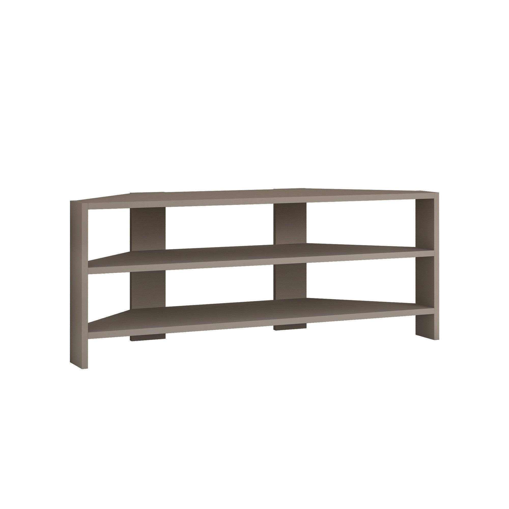 Suporte de TV moderno, cor mocha claro, 114 x 45 x 36 cm | Painel de partículas 100% revestido em melamina, 18 mm de espessura | Montável na parede, com várias prateleiras, elegante e funcional
