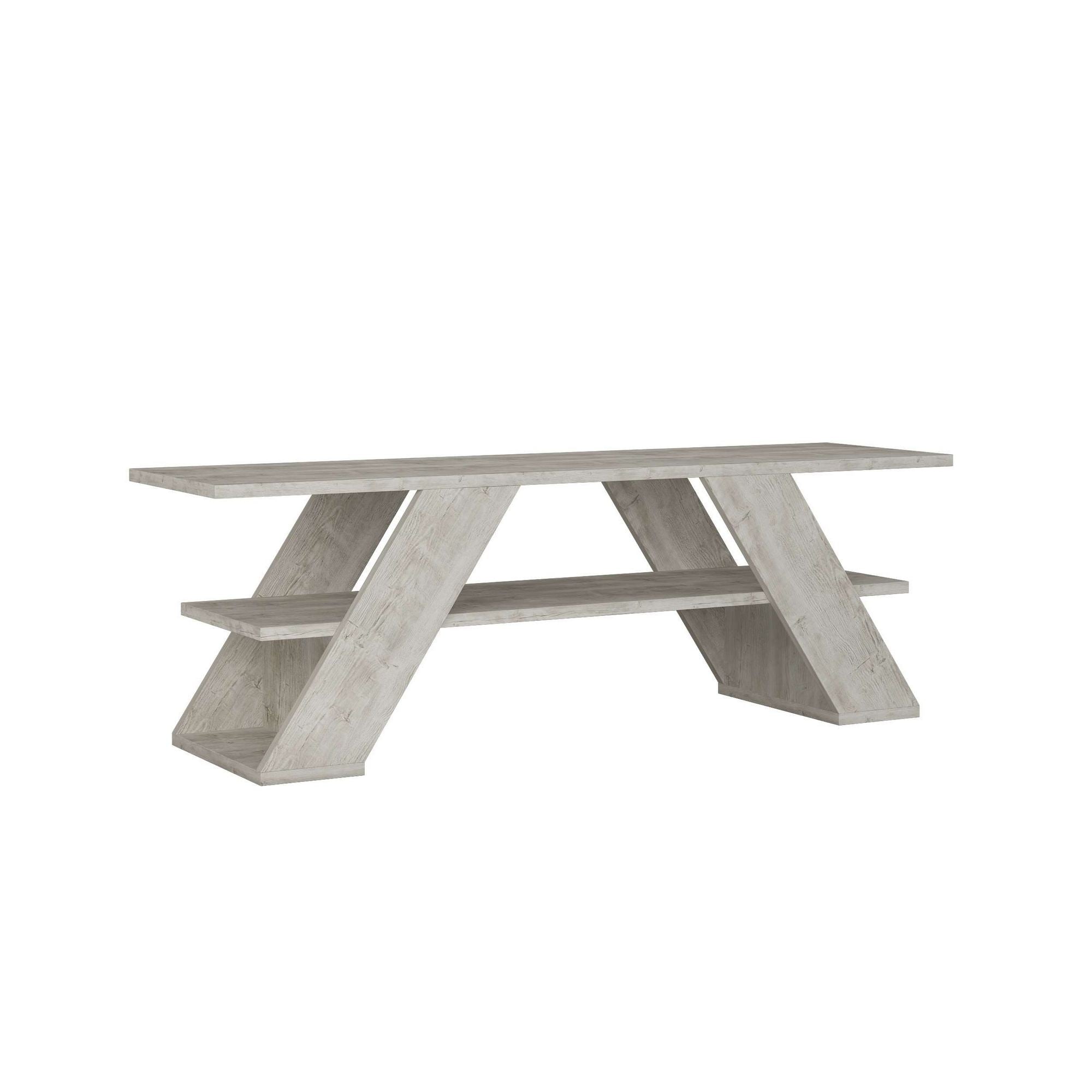 Mesa de TV Branca Antiga 120cm - Suporte Robusto com Capacidade 15kg para Sala de Estar