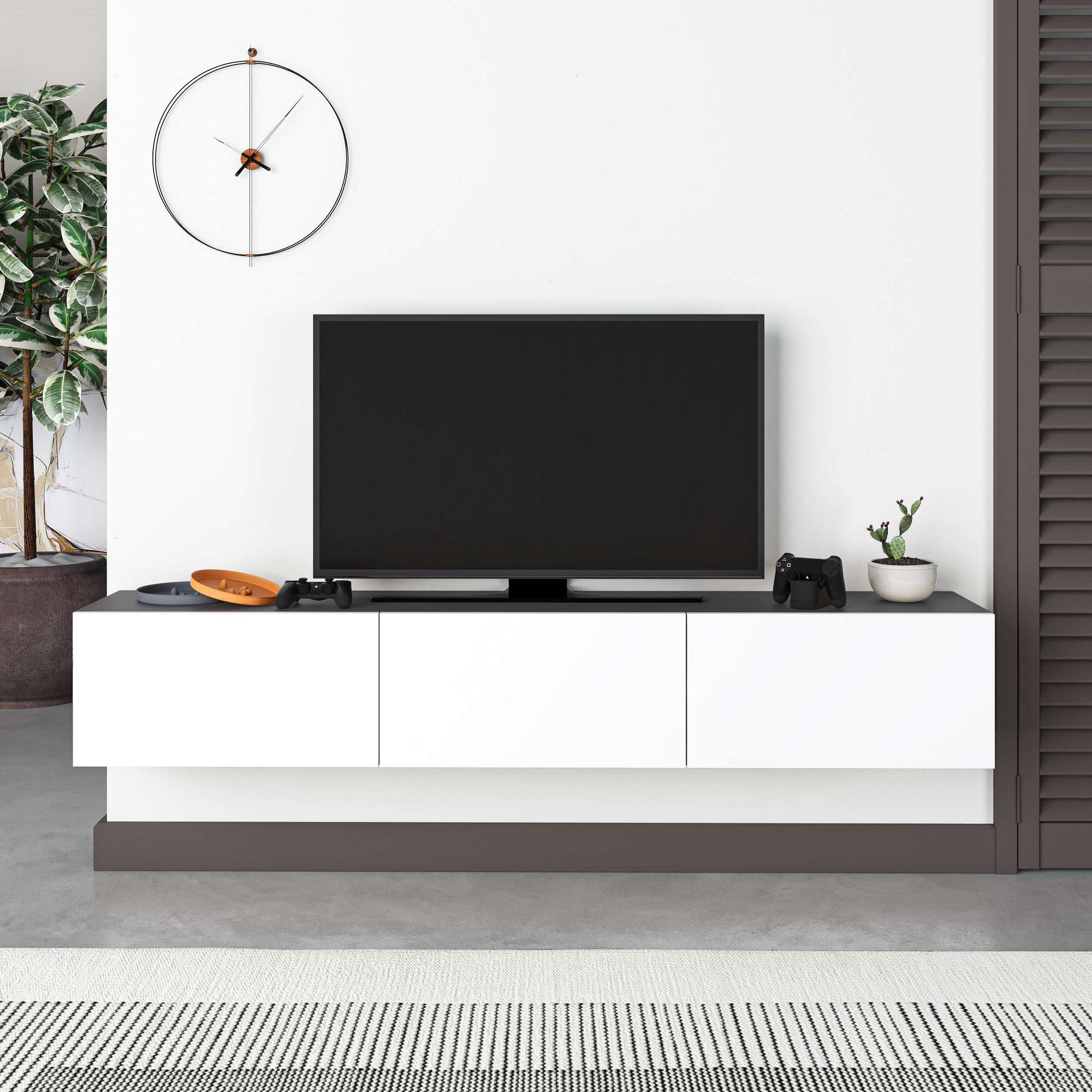 Móvel de TV – 180 cm – Antracite e Branco – Painel de Partículas Revestido a Melamina