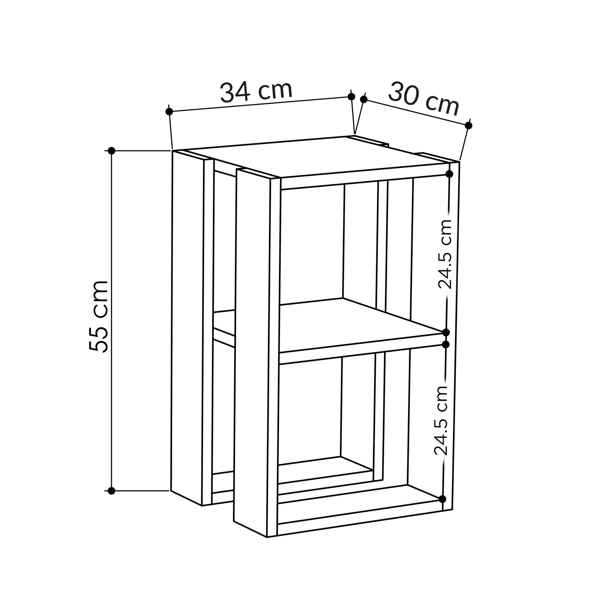 Mesa de Cabeceira Moderna de 2 Andares, Branca, 30 x 55 x 30 cm | Painel de Partículas 100% Revestido em Melamina, 18 mm de Espessura | Elegante e Funcional para Decoração de Quarto