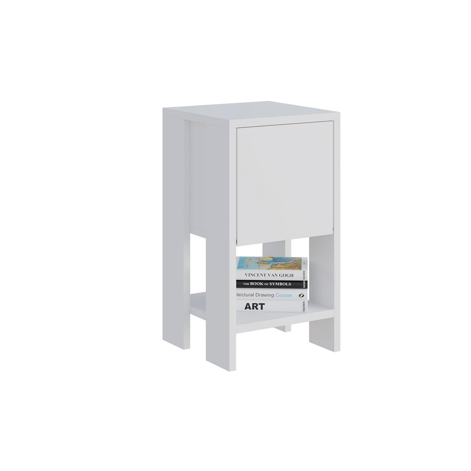 Mesa de Cabeceira Branca Moderna, 30 x 55 x 30 cm | Painel de Partículas 100% Revestido em Melamina, 18 mm de Espessura | Armazenamento Elegante e Funcional para Quarto