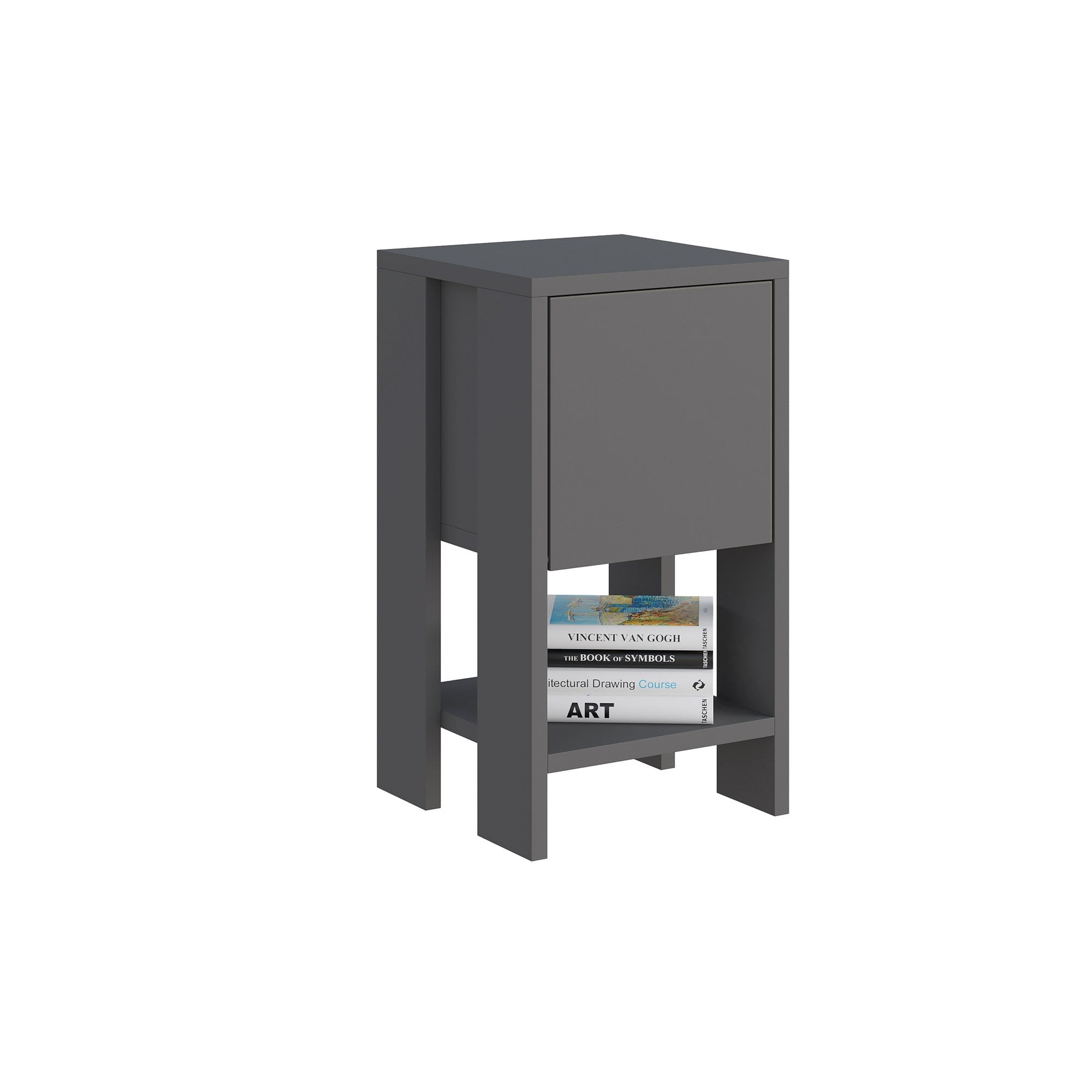 Mesa de Cabeceira Moderna em Antracite, 30 x 55 x 30 cm | Painel de Partículas 100% Revestido em Melamina, 18 mm de Espessura | Elegante e Funcional para Armazenamento no Quarto