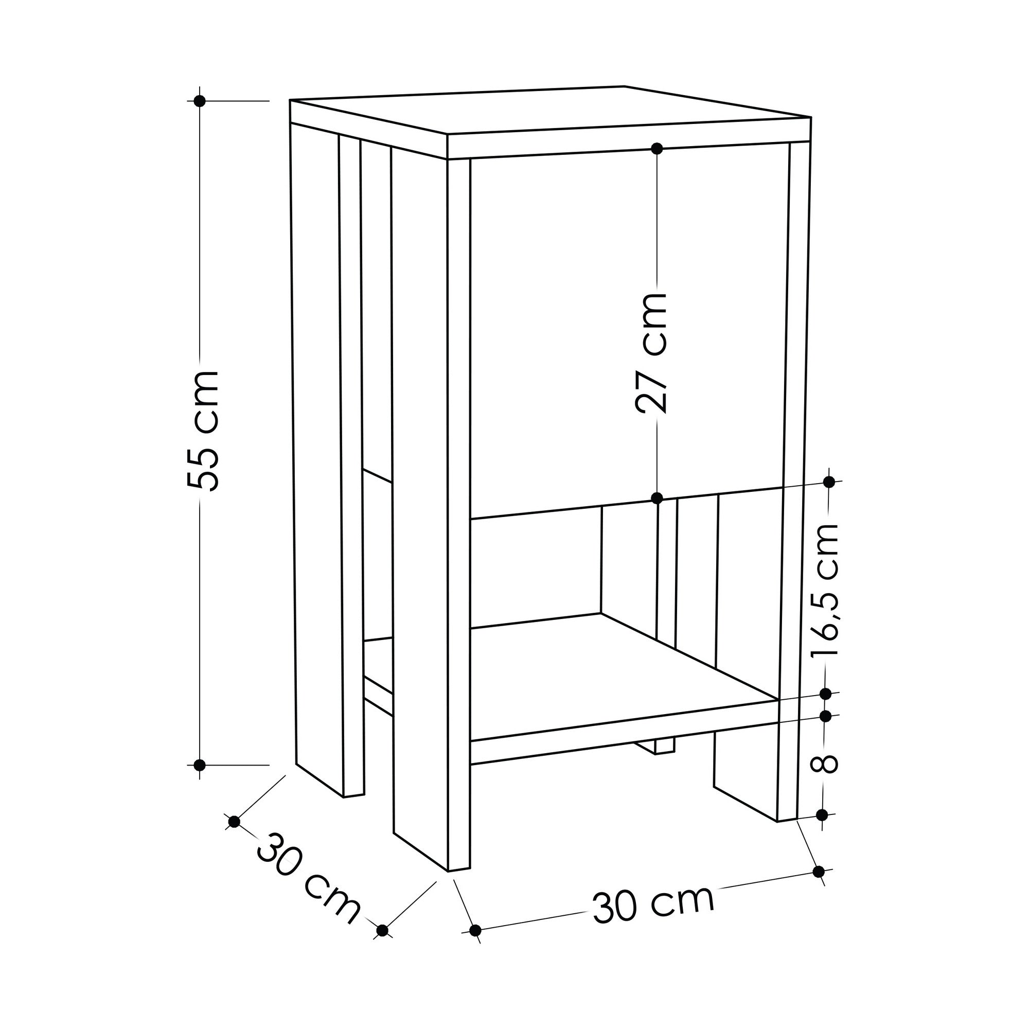 Mesa de Cabeceira Moderna, Branco e Mocha Claro, 30 x 55 x 30 cm | Painel de Partículas 100% Revestido com Melamina, 18 mm de Espessura | Solução de Armazenamento Elegante e Funcional