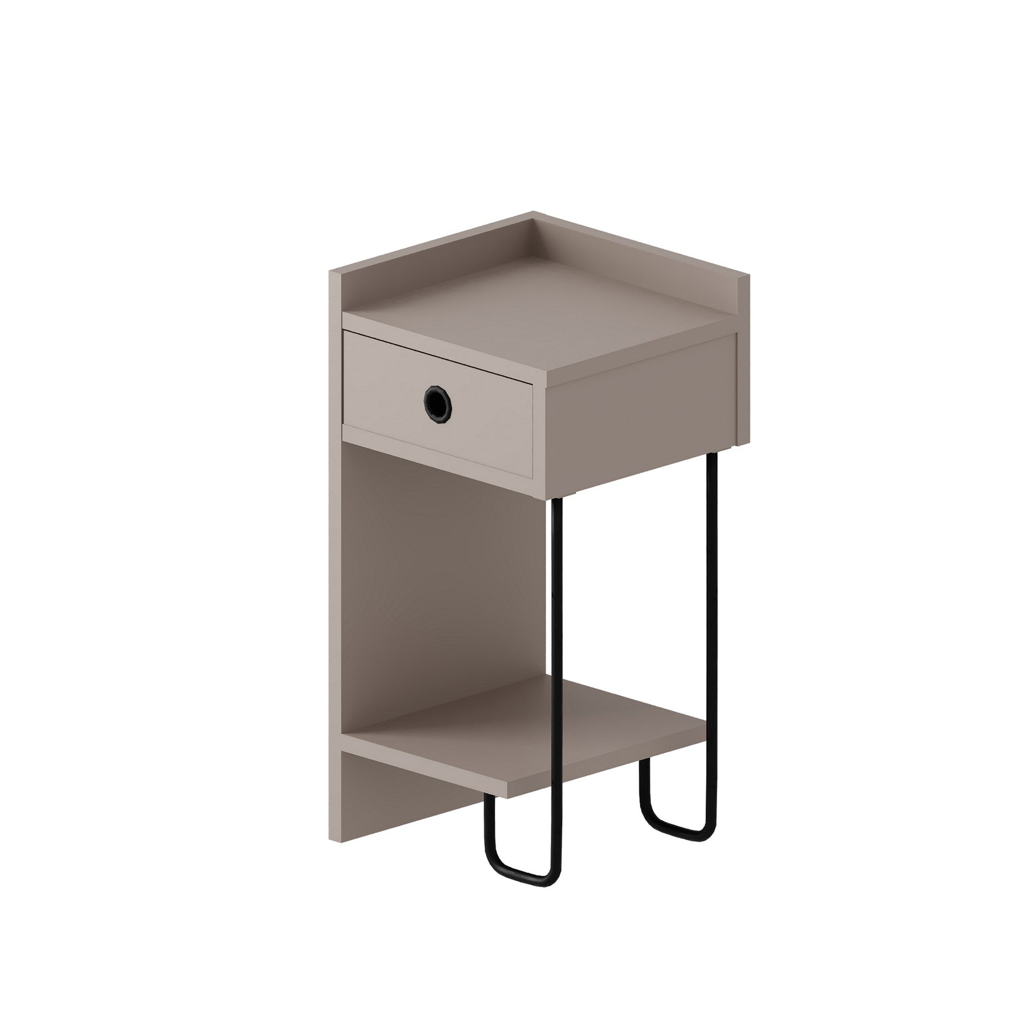Mesa de Cabeceira Elegante em Cor Mocha Claro, 32 x 61 x 30 cm | Painel de Partículas 100% Revestido em Melamina, 18 mm de Espessura | Solução de Armazenamento Elegante para Quartos Modernos