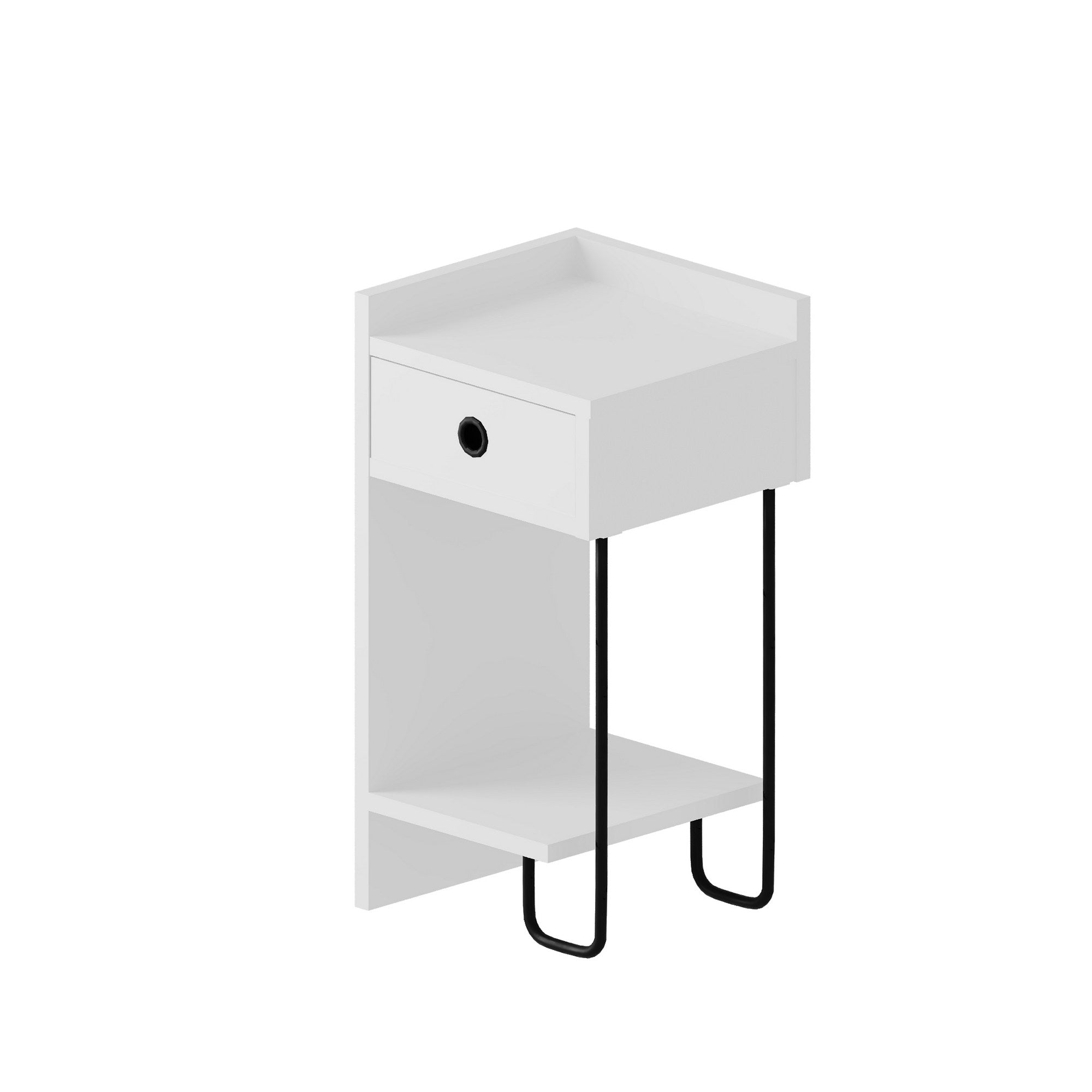 Mesa de cabeceira branca elegante, 32 x 61 x 30 cm | Painel de partículas 100% revestido em melamina, 18 mm de espessura | Perfeito para quartos e salas de estar modernos
