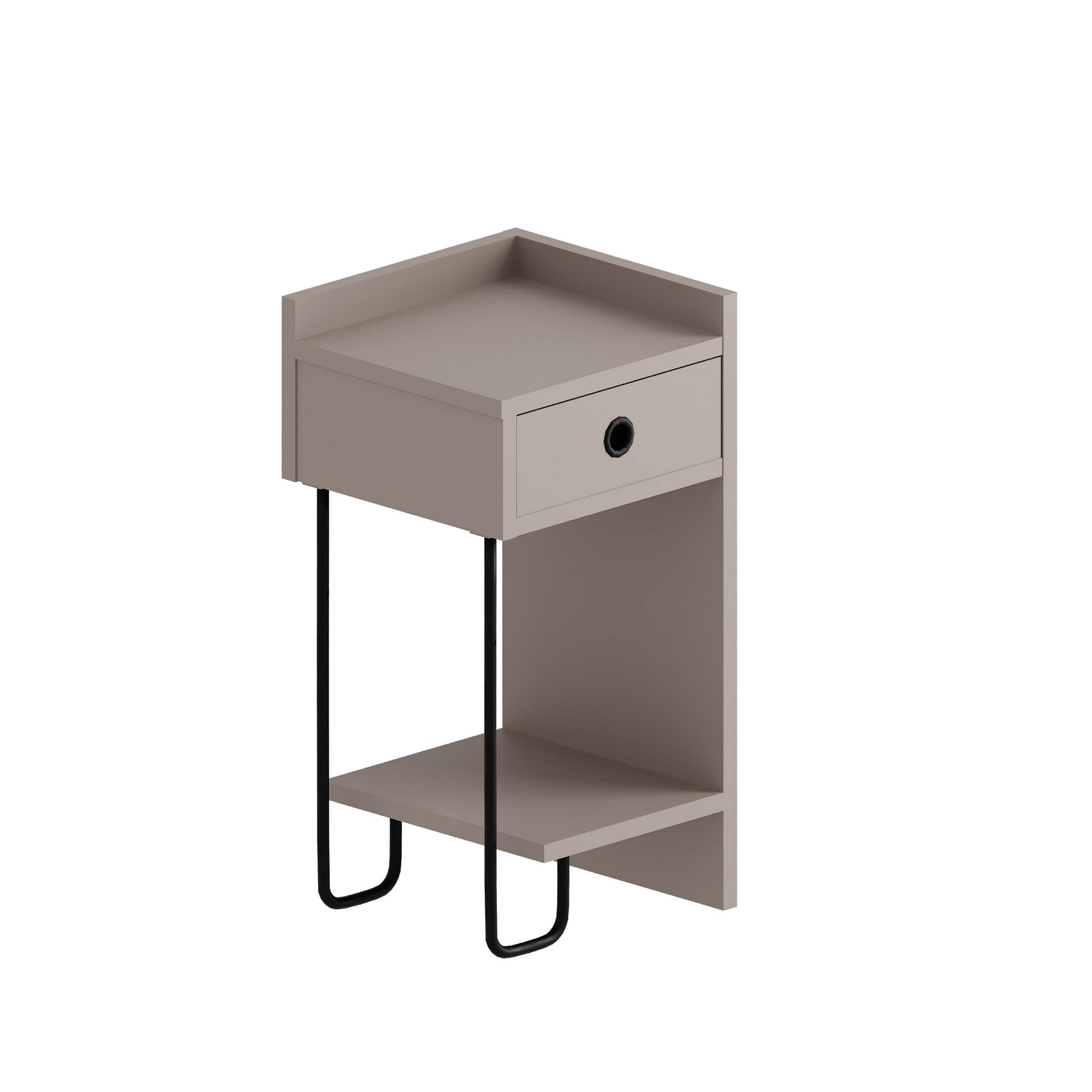 Mesa de Cabeceira Elegante em Cor Mocha Claro, 32 x 61 x 30 cm | Painel de Partículas 100% Revestido em Melamina, 18 mm de Espessura | Solução de Armazenamento Elegante para Quartos Modernos