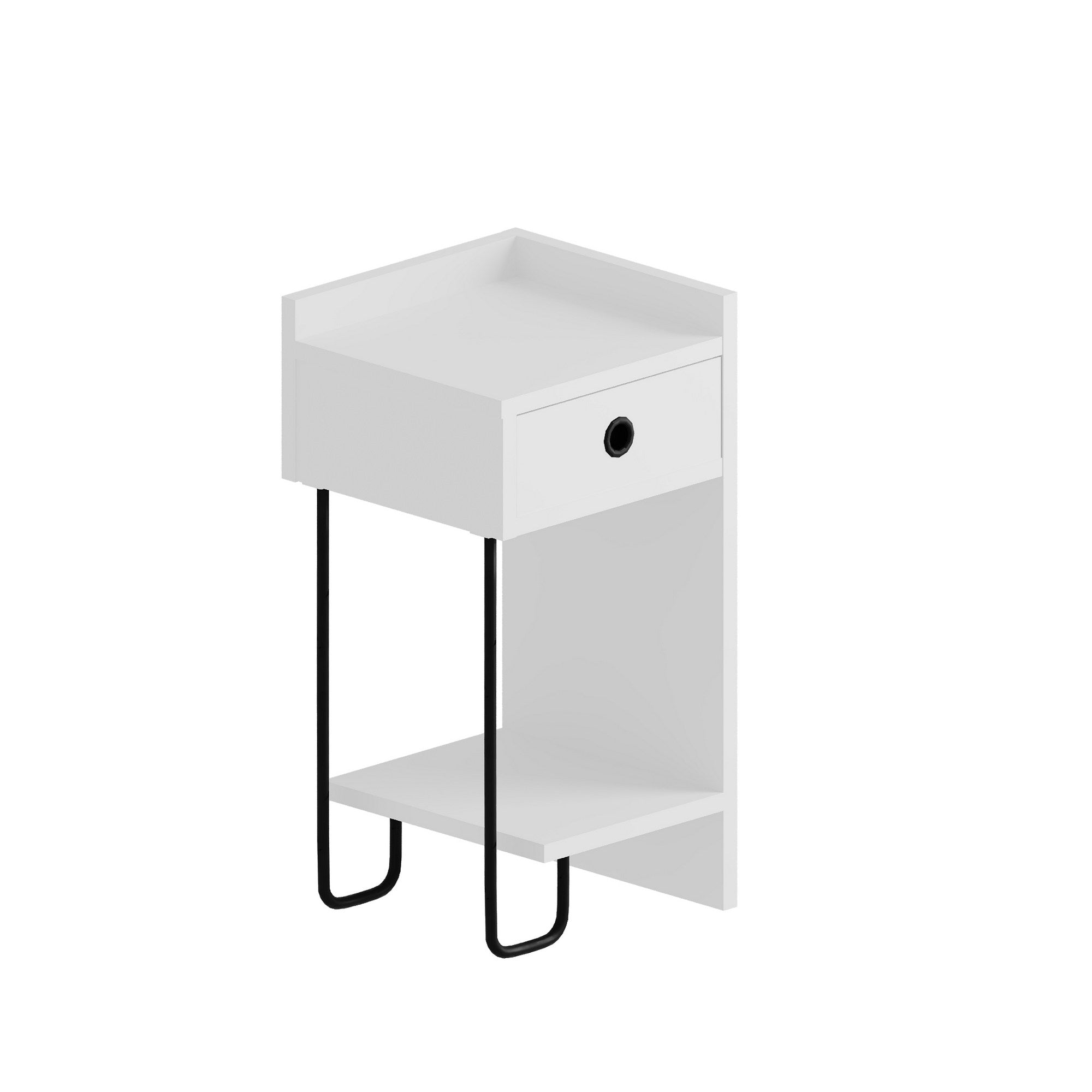 Mesa de cabeceira branca elegante, 32 x 61 x 30 cm | Painel de partículas 100% revestido em melamina, 18 mm de espessura | Perfeito para quartos e salas de estar modernos