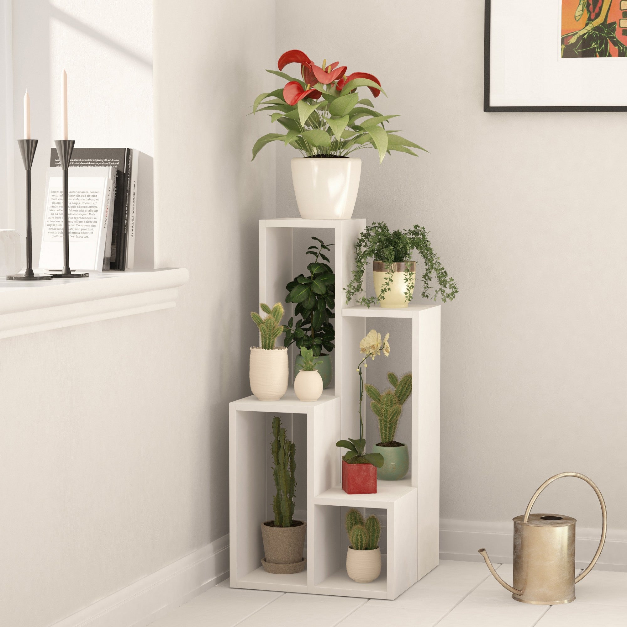 Estante moderna – 42x89x20 cm e 42x45x20 cm – Branca – Aglomerado revestido com melamina