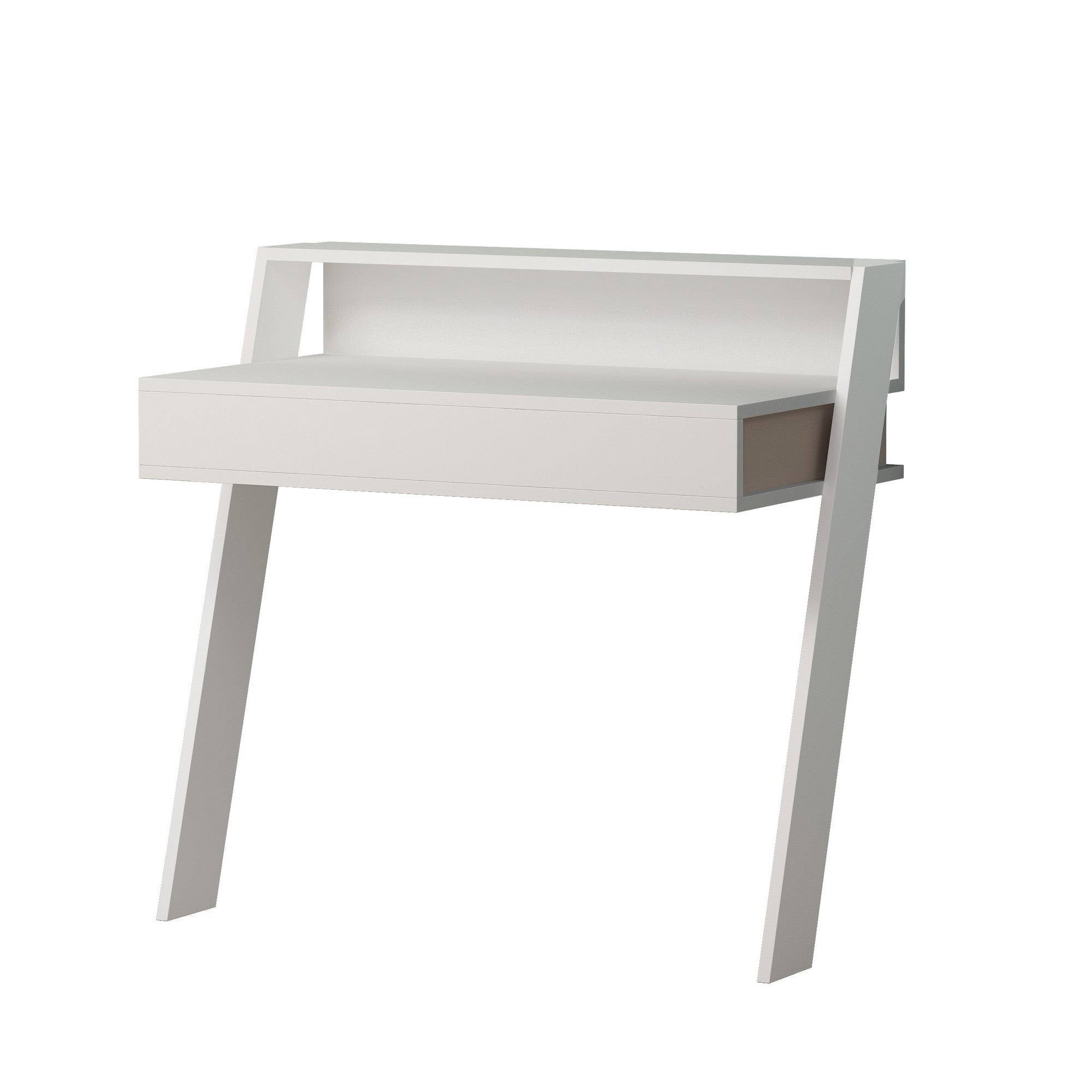 Secretária de Estudo com 1 Gaveta – 94 x 91 x 50 cm – Branca – Painel de Partículas Revestido em Melamina