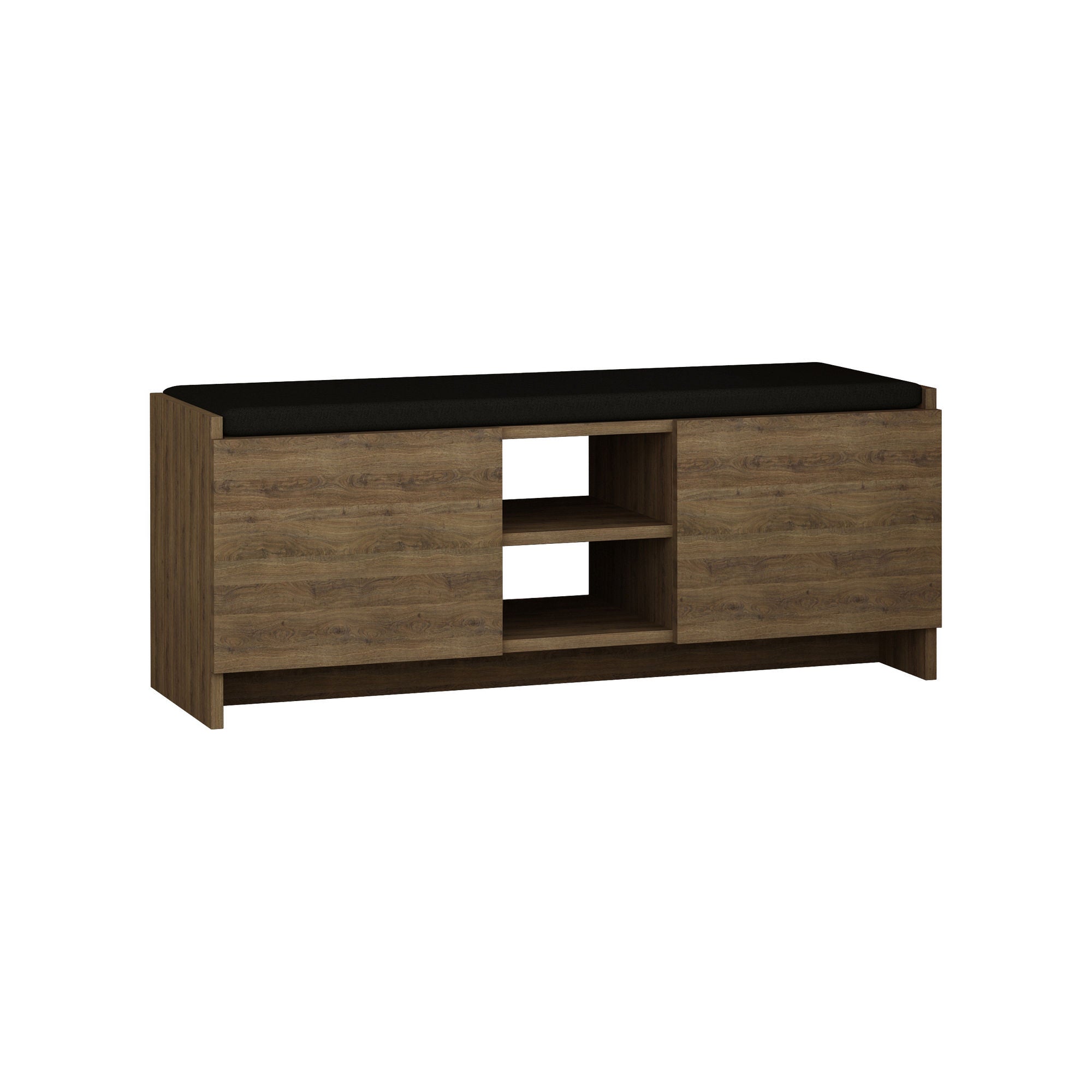 Sapateira moderna, carvalho escuro, 110 x 43 x 37 cm | Painel de partículas 100% revestido em melamina, 18 mm de espessura | Dobradiças com fechamento suave, montagem na parede, solução de armazenamento elegante