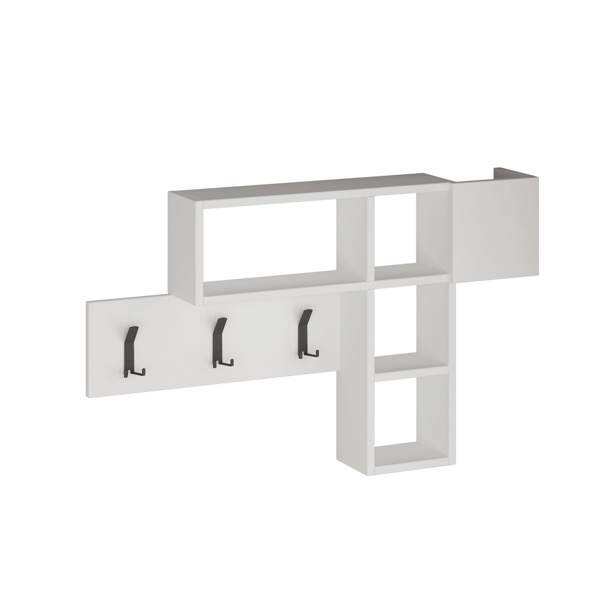Suporte de hall moderno com cabideiro suspenso, branco, 99,5 x 61 x 15 cm | Painel de partículas 100% revestido de melamina, 18 mm de espessura | Solução de armazenamento elegante e funcional