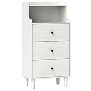 Cómoda Branco Acinzentado 47x29x95 cm - Móvel de Quarto com 3 Gavetas e Prateleiras Abertas