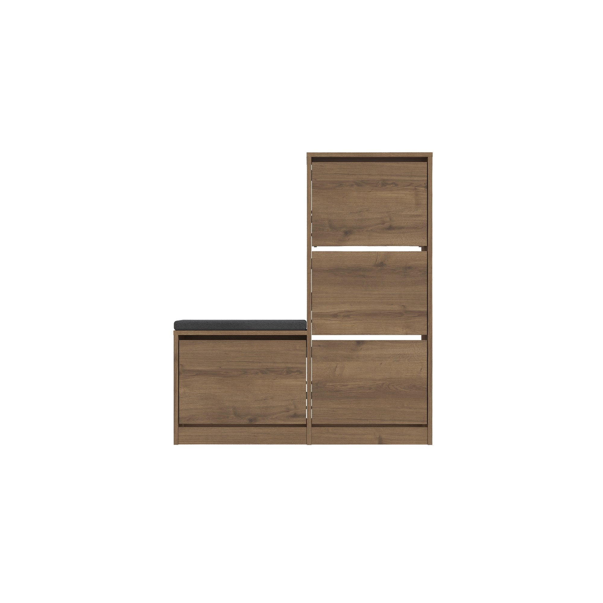 Sapateira estilosa, cor Hitit, 105 x 118,5 x 26 cm | Painel de partículas 100% revestido em melamina, 18 mm de espessura | Perfeito para entradas modernas e soluções de armazenamento