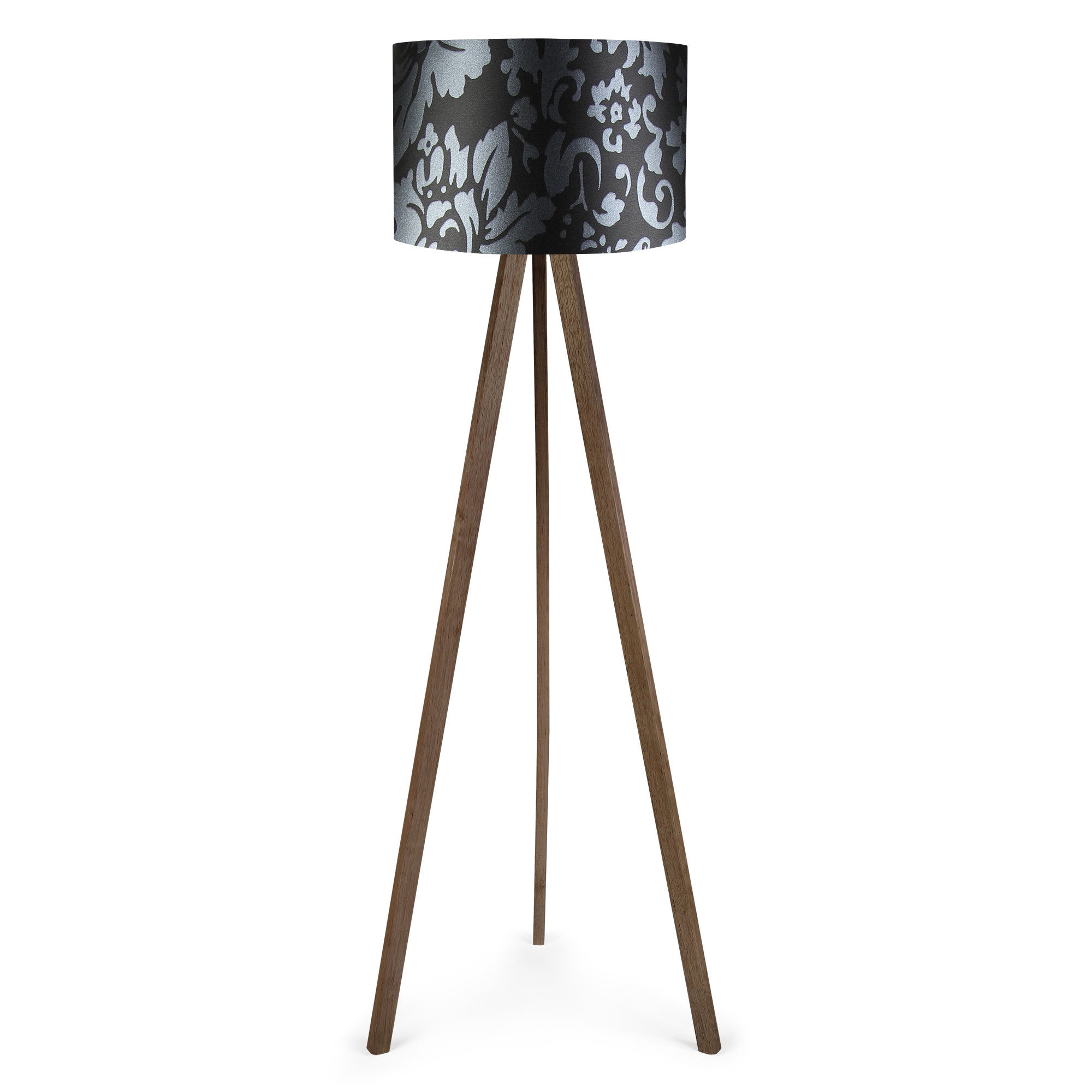 Candeeiro de Pé – 38 x 140 cm – Preto, Marrom, Cinza – MDF e Tecido PVC