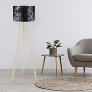 Candeeiro de Pé – 38 x 140 cm – Preto, Cinza, Marrom – 70% MDF, 30% Tecido PVC