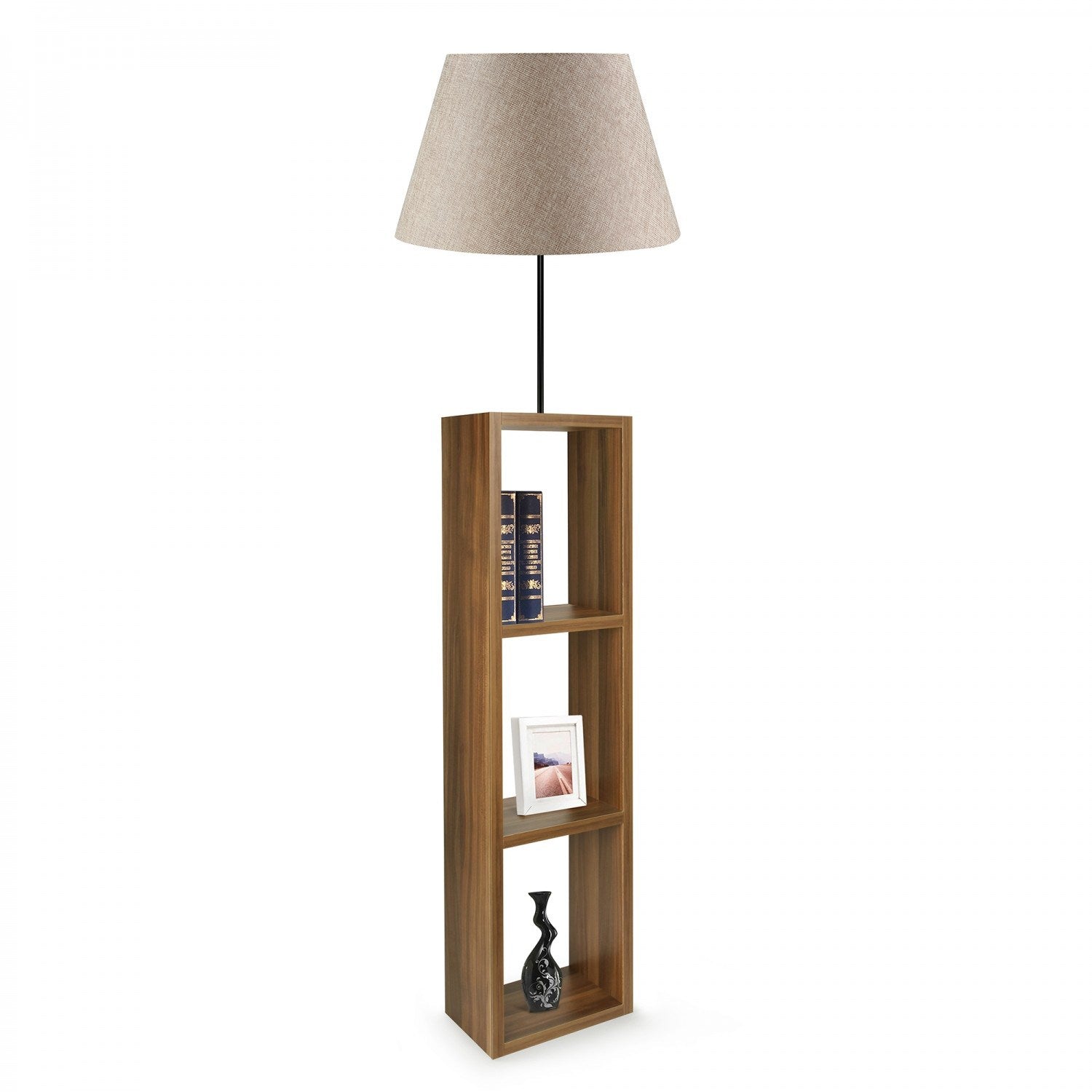 Candeeiro de Pé de Madeira – 140 cm – Nogueira, Bege