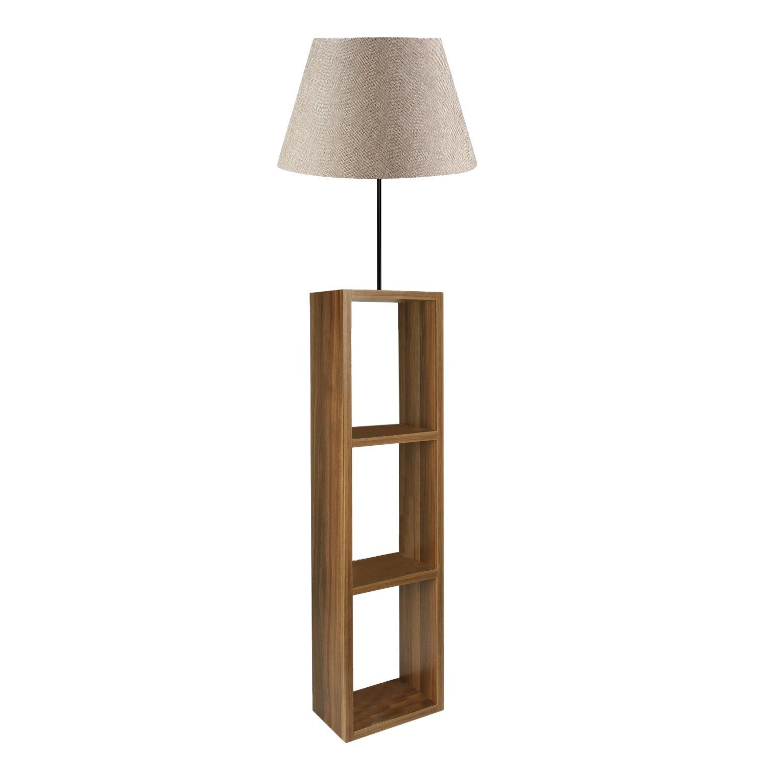 Candeeiro de Pé de Madeira – 140 cm – Nogueira, Bege