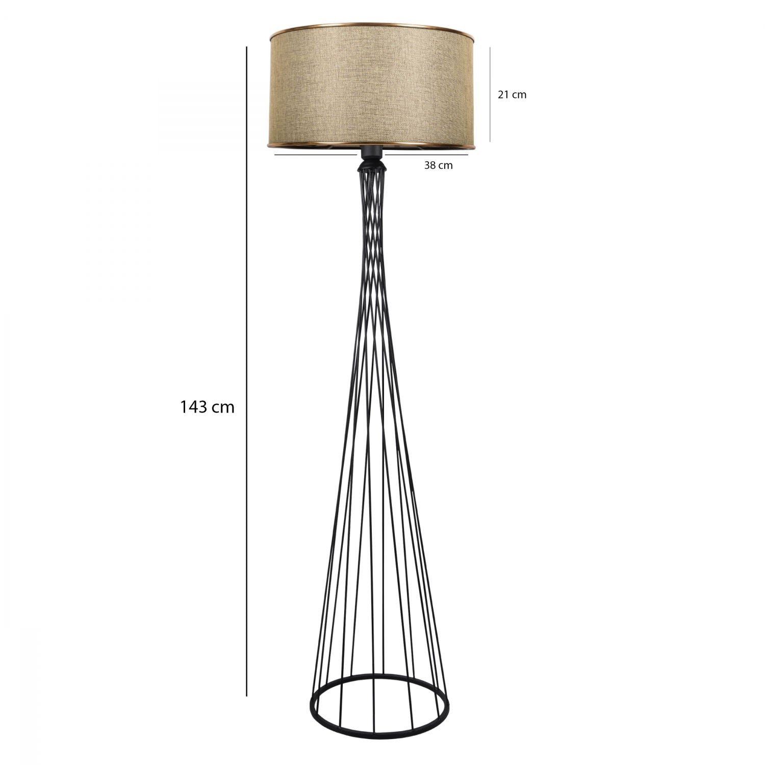 Candeeiro de Pé – 21 x 38 x 143 cm – Bege Areia – Metal