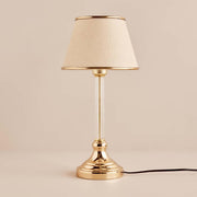 Candeeiro de Mesa – 45 cm de altura – Bege e Dourada – 100% tecido e 100% metal