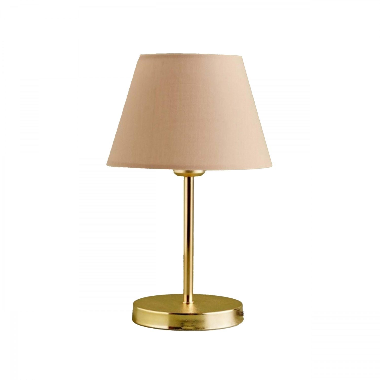 Candeeiro de Mesa – 37 cm – Bege e Dourado – Tecido e Metal