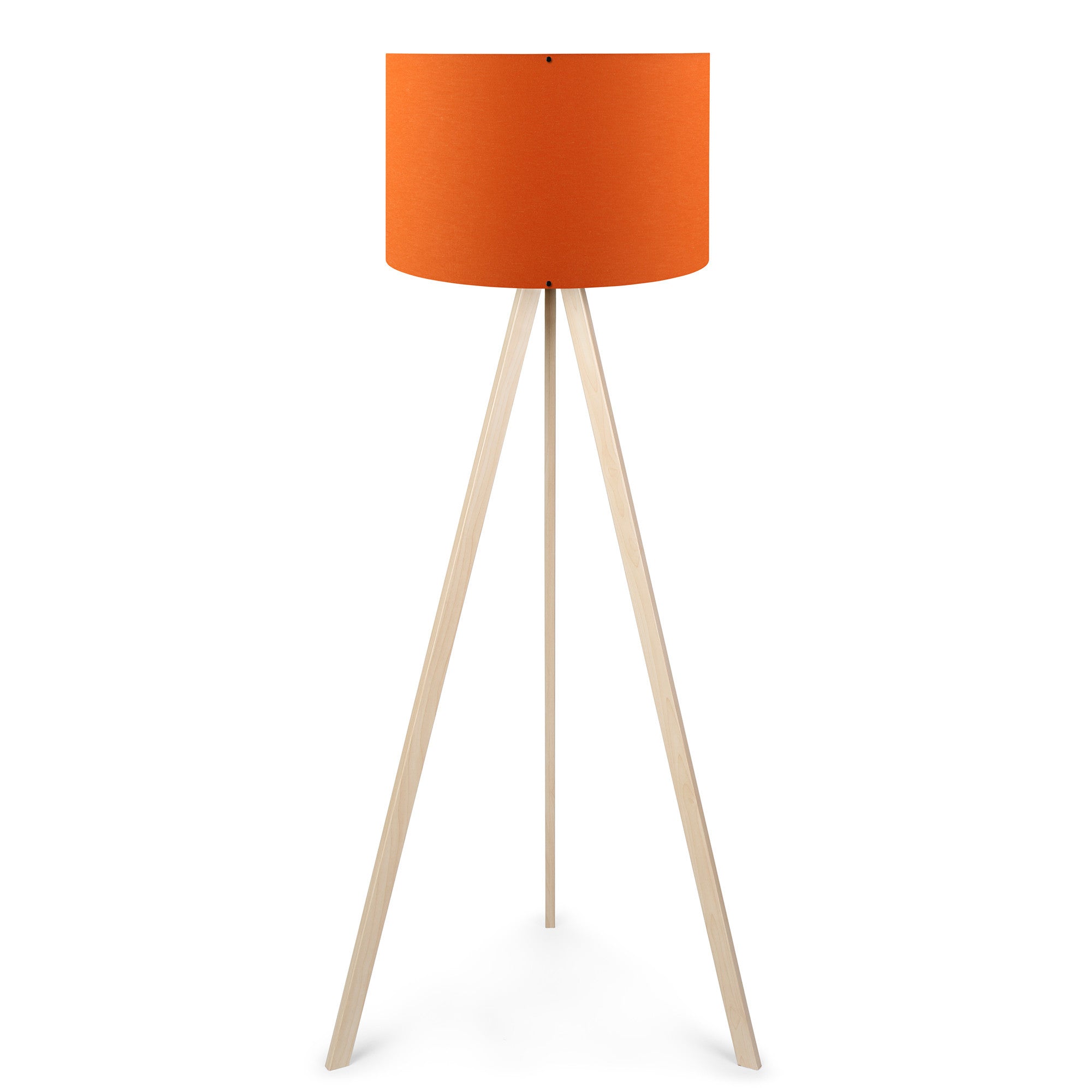 Candeeiro de Pé – 38 x 140 cm – Laranja e Carvalho – MDF e tecido PVC