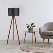 Candeeiro de Pé – 38 x 140 cm – Preto e Marrom – MDF e tecido PVC