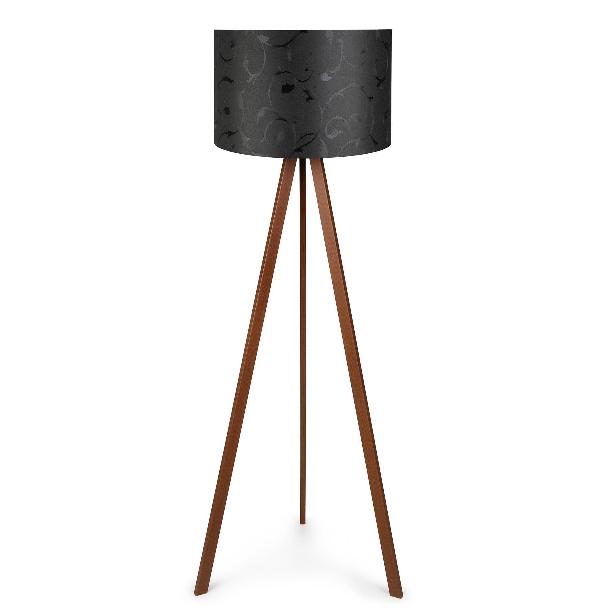 Candeeiro de Pé – 38 x 140 cm – Preto e Marrom – MDF e tecido PVC