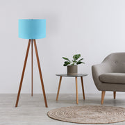 Candeeiro de Pé – 38 x 140 cm – Azul e Marrom – 70% MDF e 30% tecido PVC