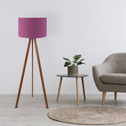 Candeeiro de Pé – 140 cm – Lilás e Marrom – MDF e tecido PVC