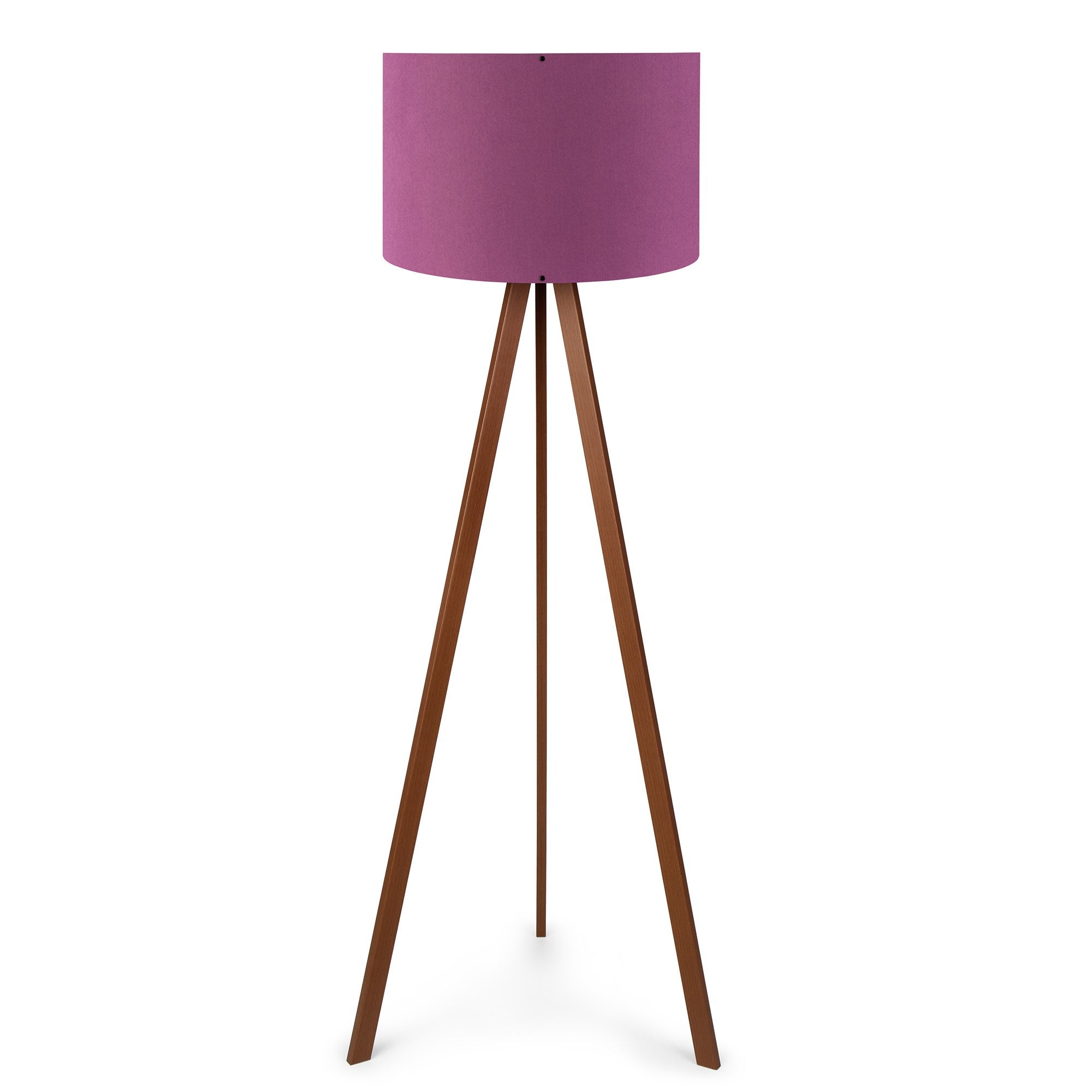 Candeeiro de Pé – 140 cm – Lilás e Marrom – MDF e tecido PVC