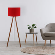 Candeeiro de Pé – 38 x 140 cm – Vermelho e Marrom – MDF e tecido PVC
