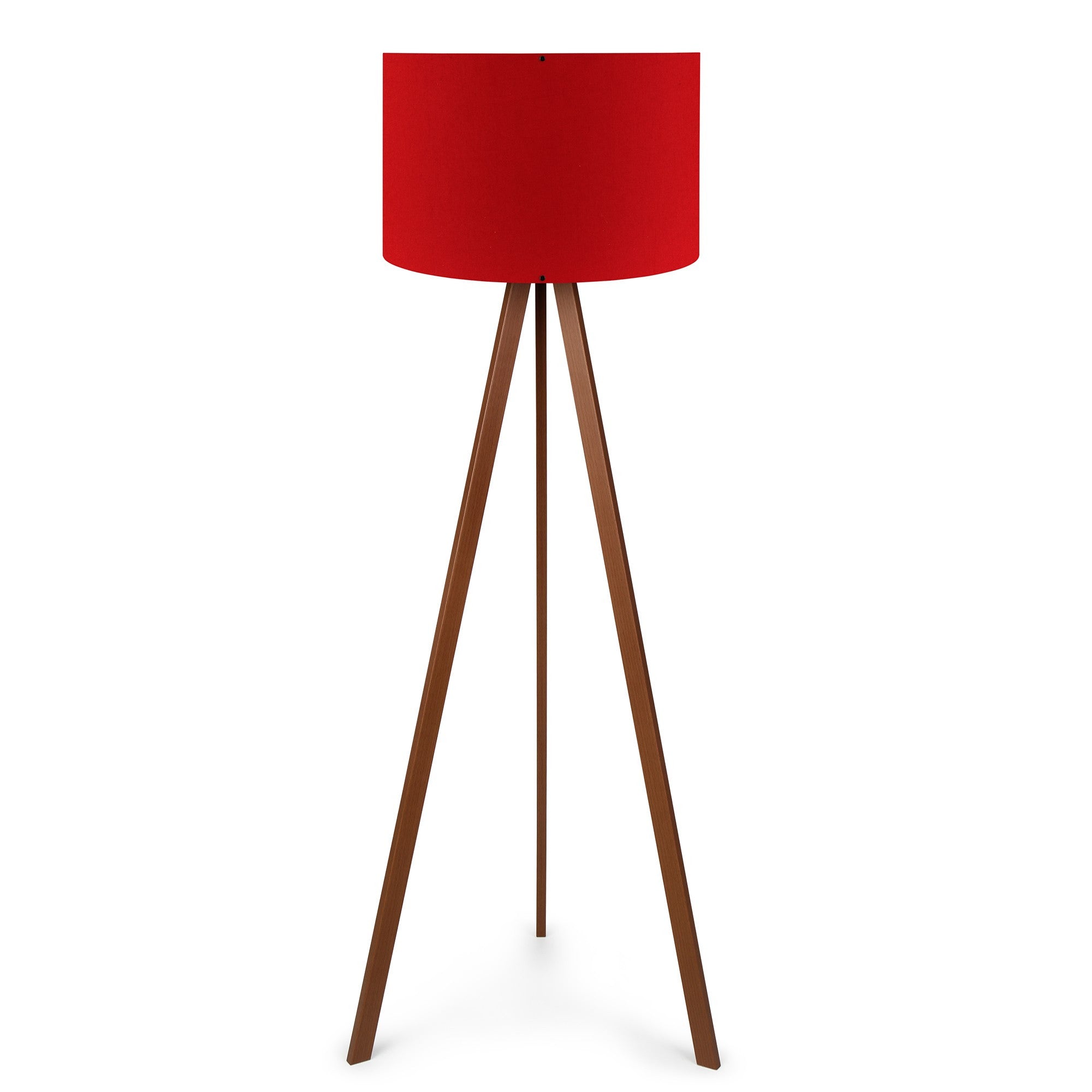 Candeeiro de Pé – 38 x 140 cm – Vermelho e Marrom – MDF e tecido PVC