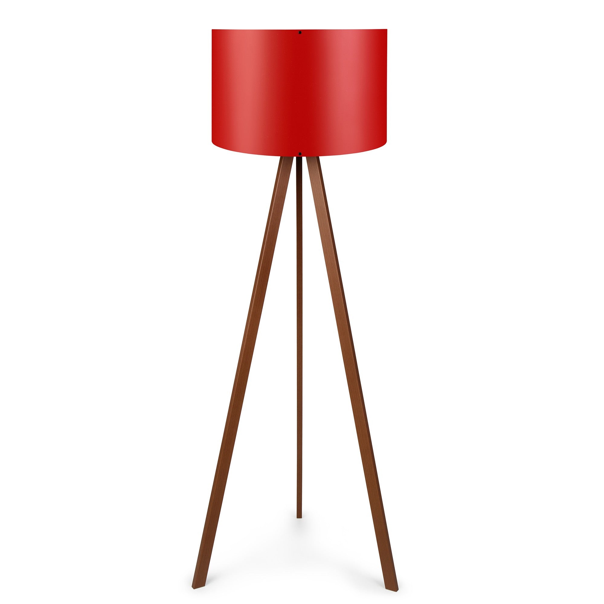 Candeeiro de Pé – 140 cm – Vermelho e Marrom – MDF e Tecido PVC