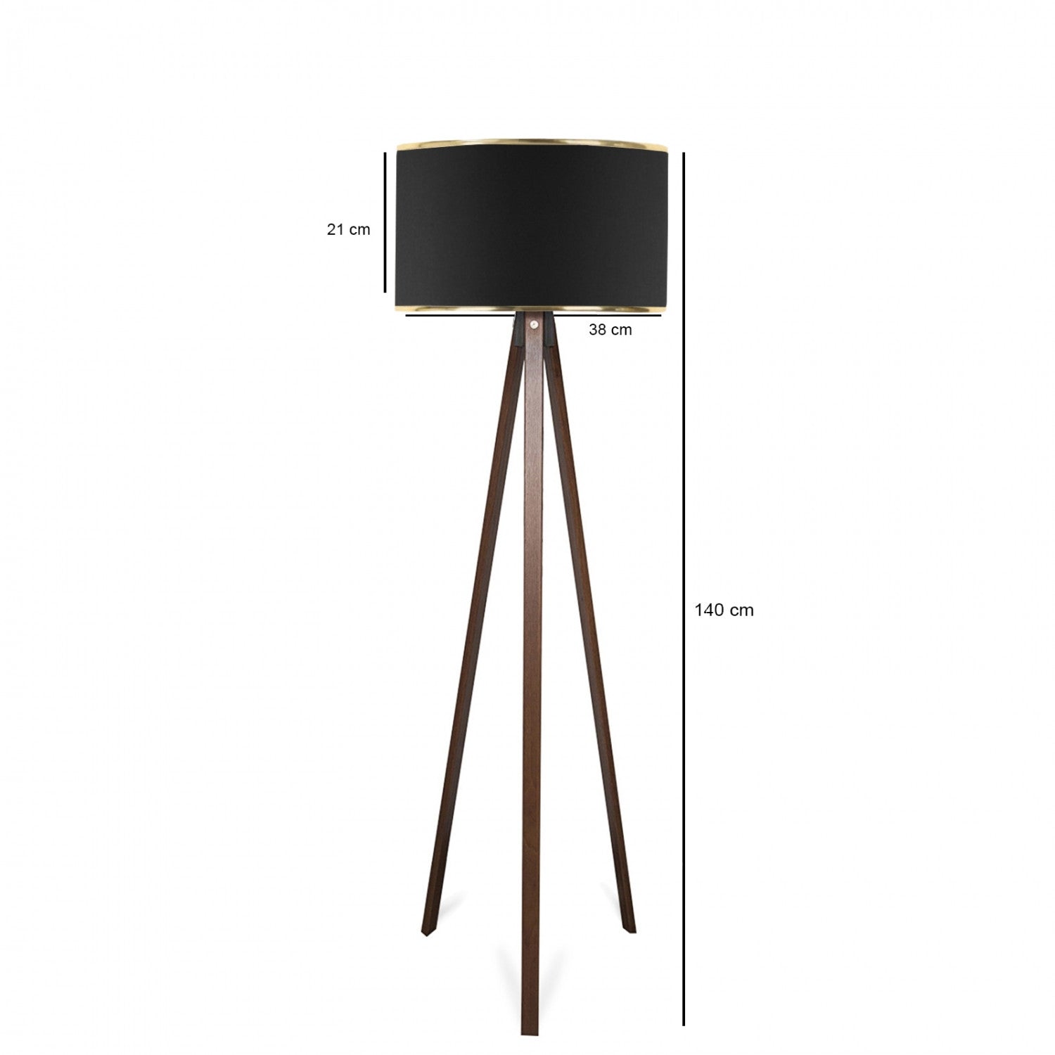 Candeeiro de Pé – 140 cm – Preto – Madeira