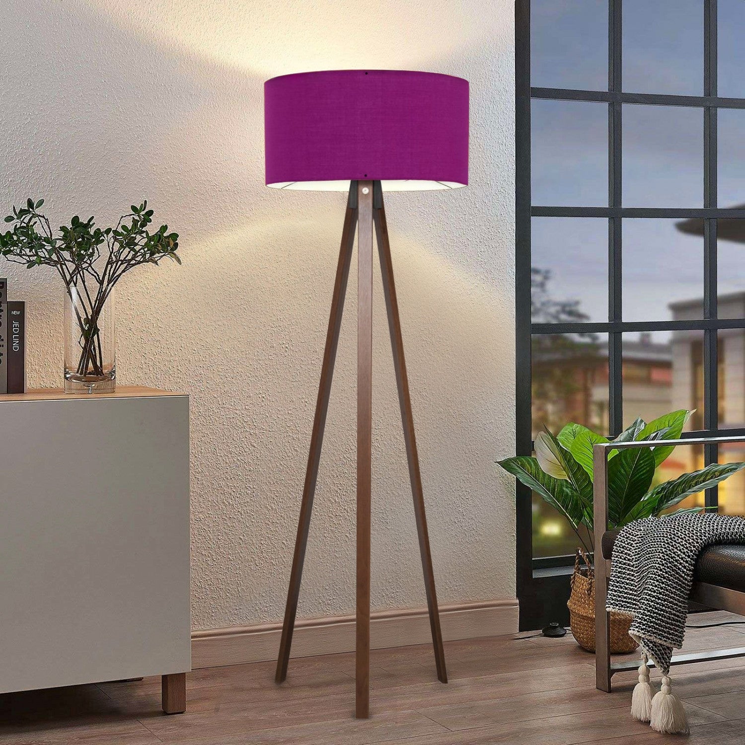 Candeeiro de Pé – 140 cm – Roxo – Madeira