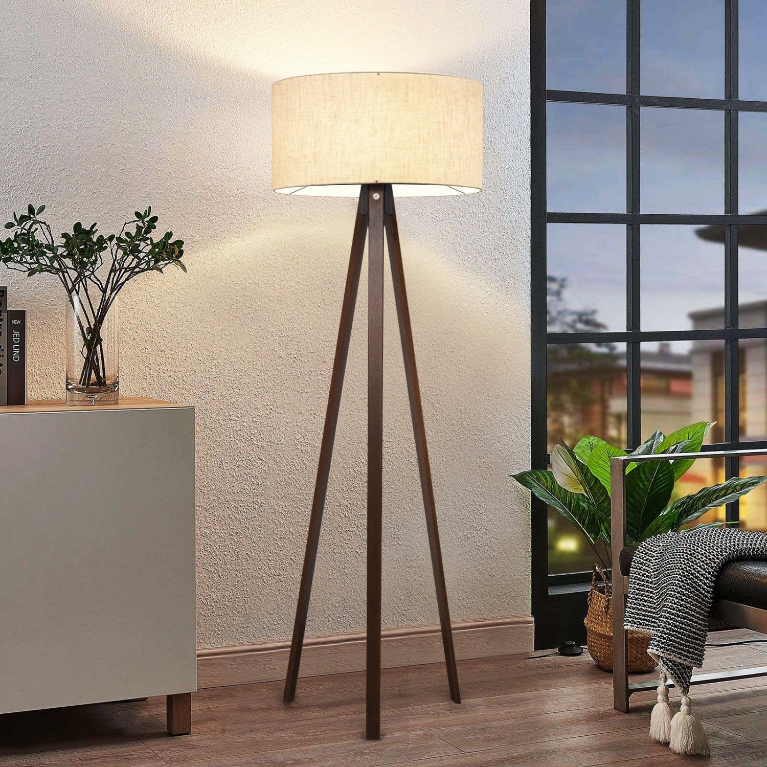 Candeeiro de Pé – 140 cm – Bege – Madeira