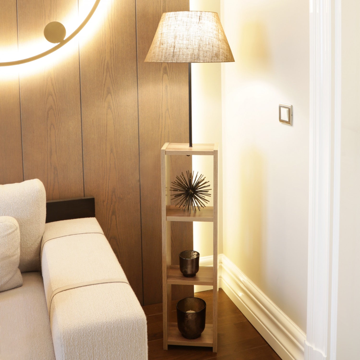Candeeiro de Pé – 150 cm – Creme – Madeira