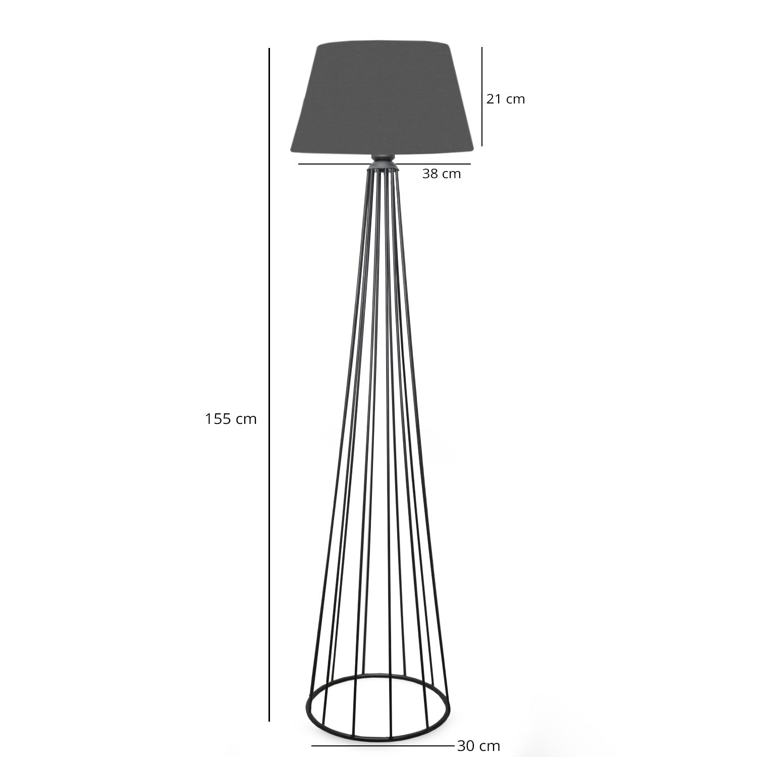 Candeeiro de Pé – 155 cm – Antracite – Metal