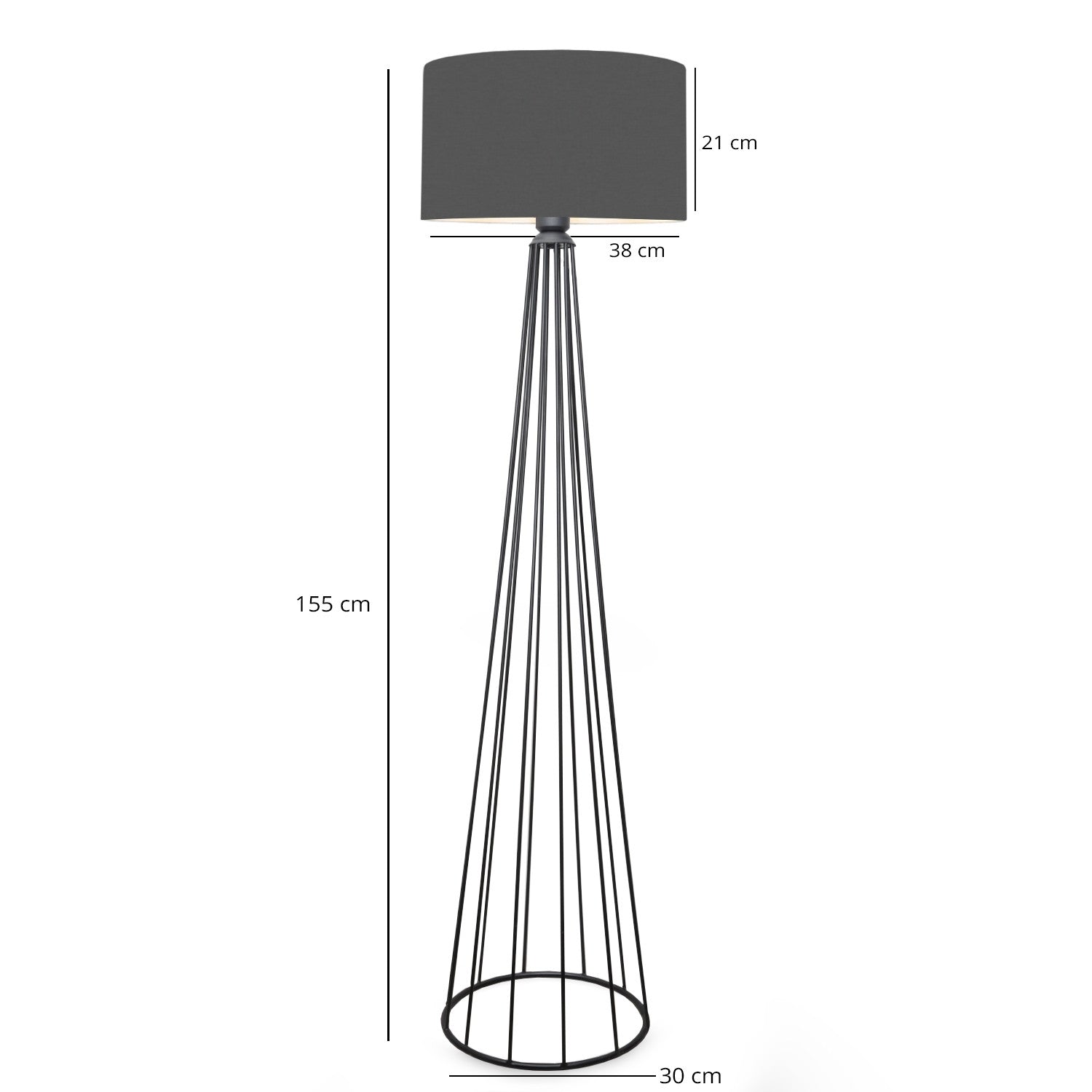 Candeeiro de Pé – 155 cm – Antracite – Metal