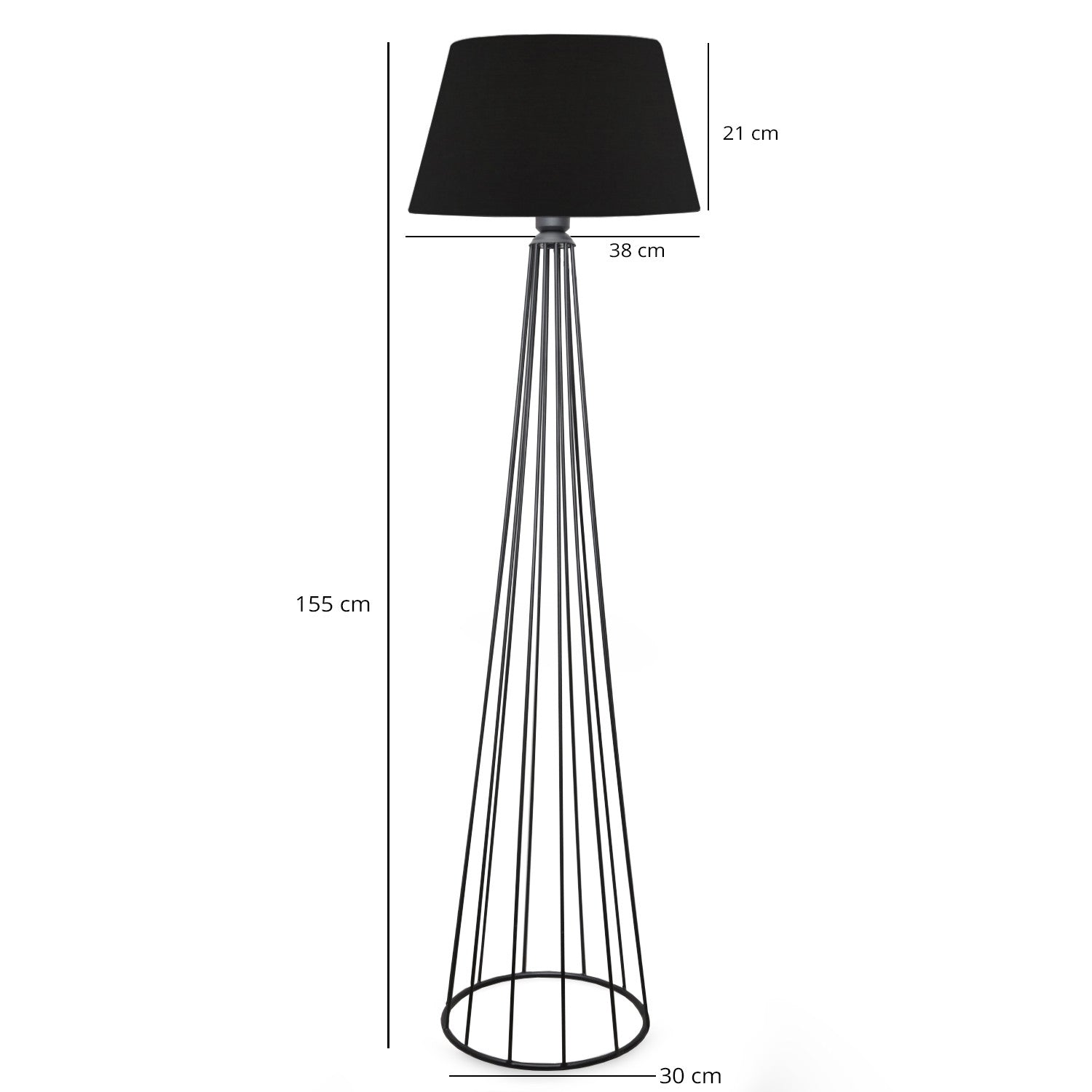 Candeeiro de Pé – 155 cm – Preto – Metal