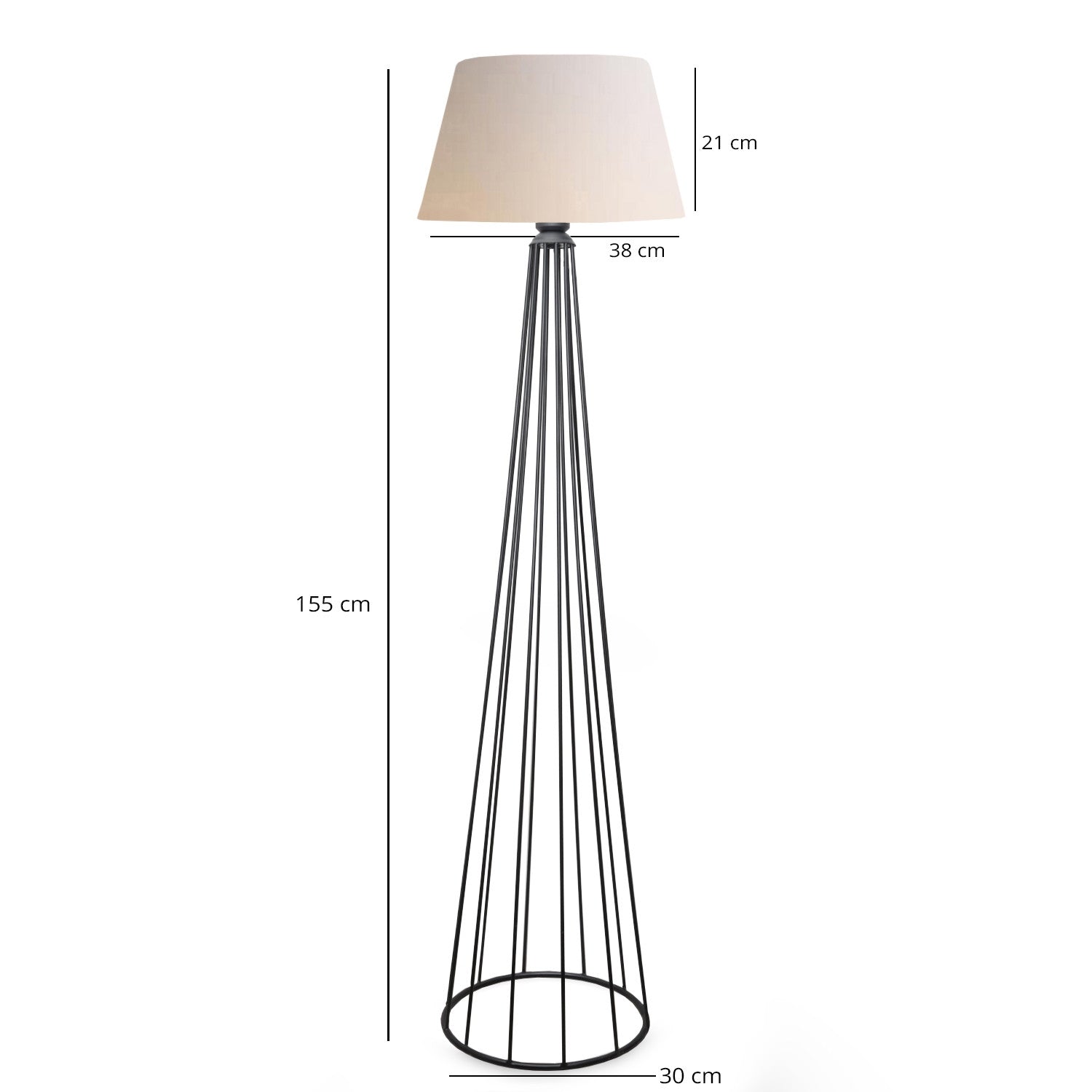 Candeeiro de Pé – 155 cm – Creme – Metal