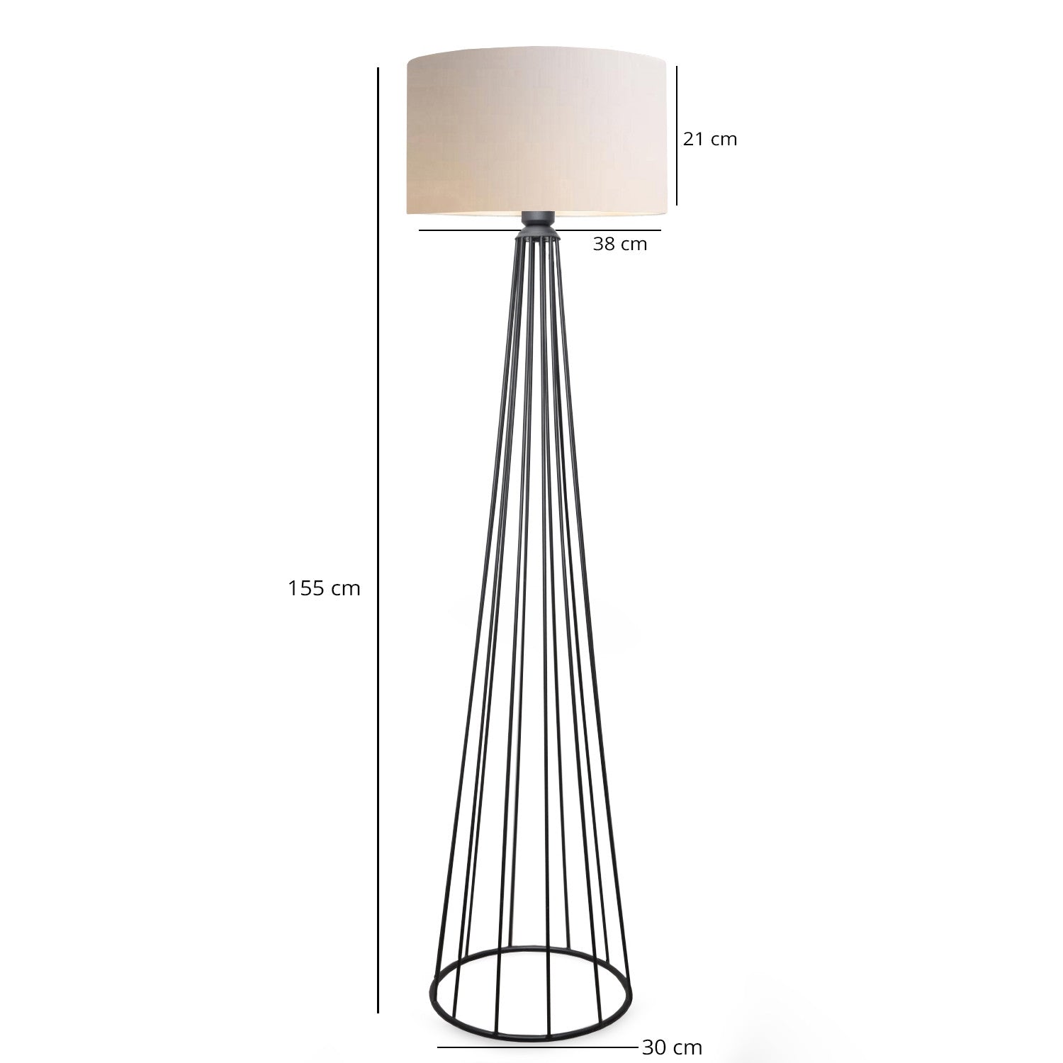 Candeeiro de Pé – 155 cm – Creme – Metal