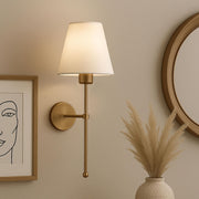 Candeeiro de Parede – 50 cm de Altura – Creme e Dourado – Metal e PVC