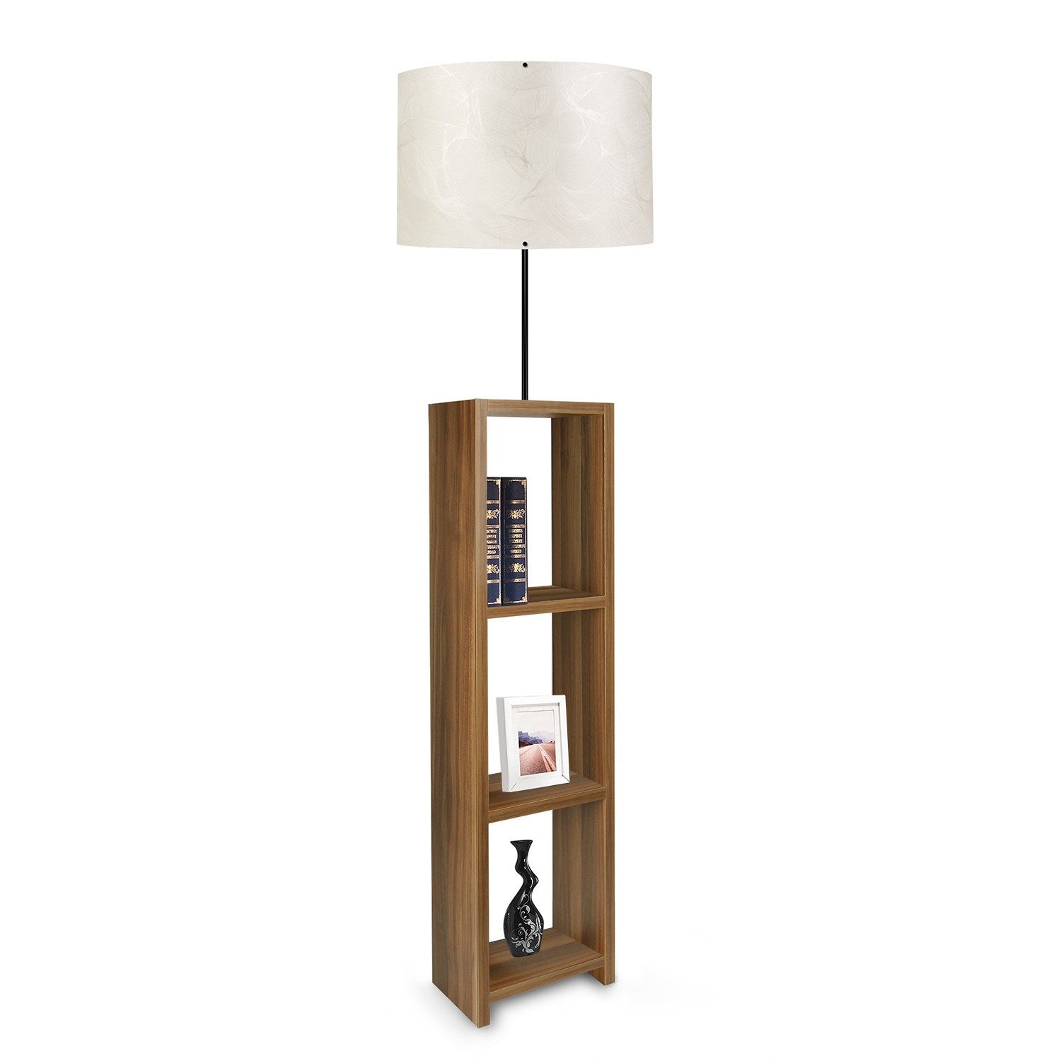 Candeeiro de Pé de madeira – 140 cm – Marrom e Ecru