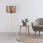 Candeeiro de Pé – 38 x 140 cm – Bege e Marrom – MDF e Tecido PVC