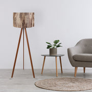 Candeeiro de Pé – 38 x 140 cm – Marrom e Bege – MDF e Tecido PVC