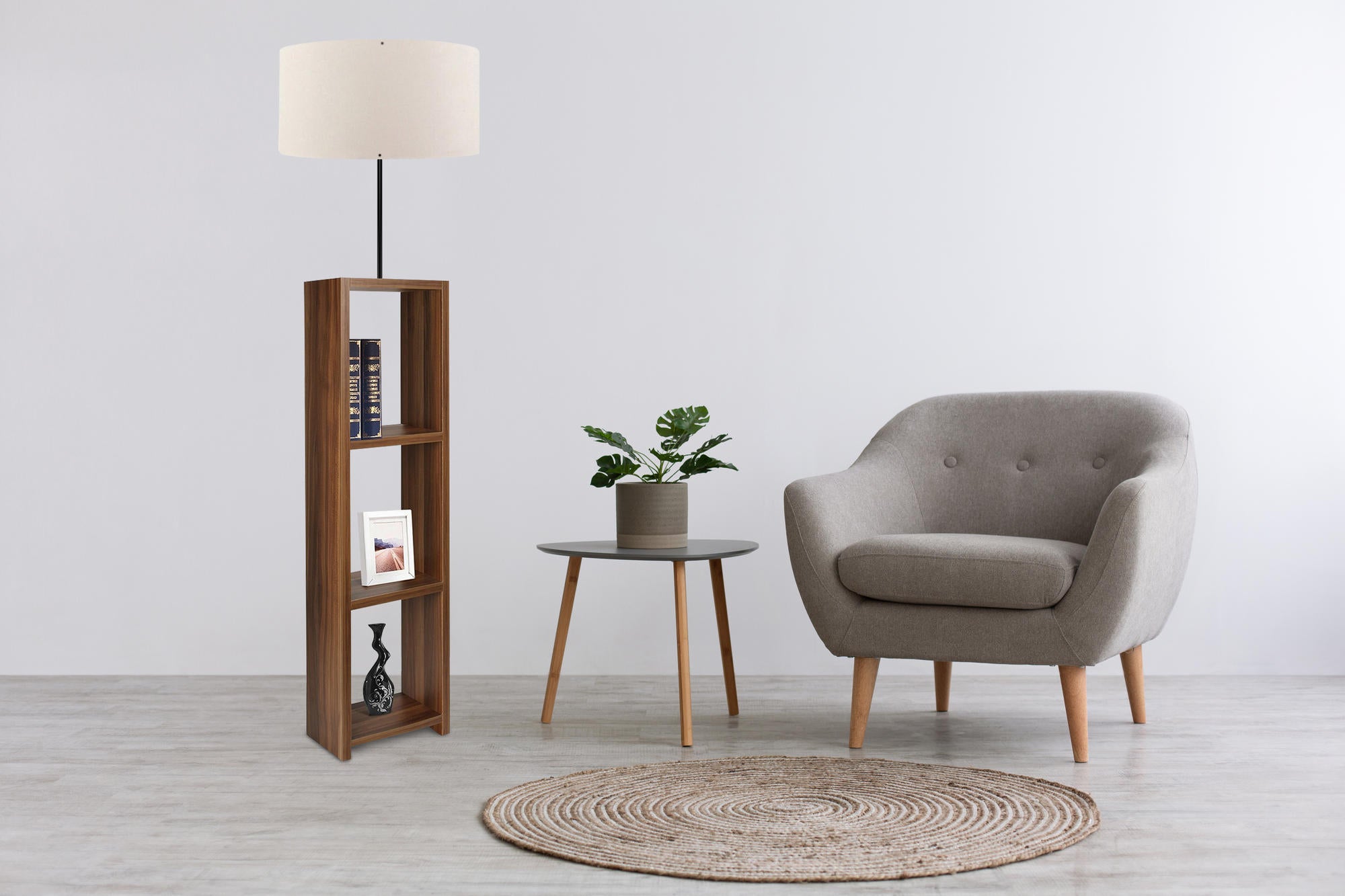 Candeeiro de Pé de madeira – 150 cm – Creme – MDF